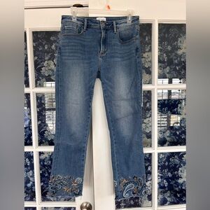 DRIFTWOOD Colette W 28 L 26 embroidered blue jeans paisley floral